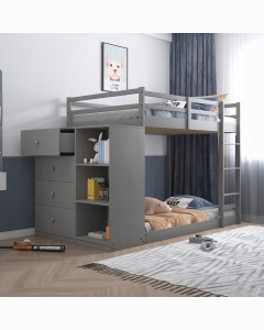 Gaston Twin/Twin Bunk Bed W/4 Drawers & 3 Compartments