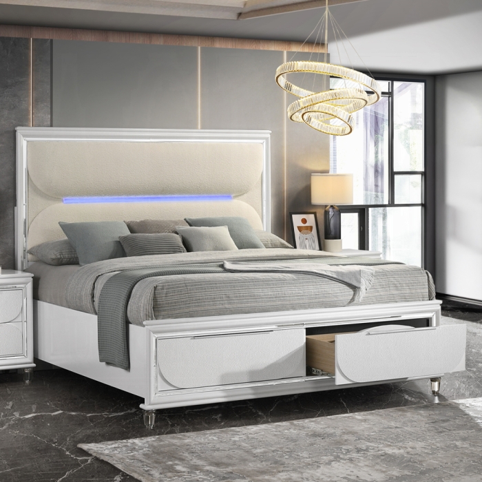 Tarian Queen Bed W/Led & Storage