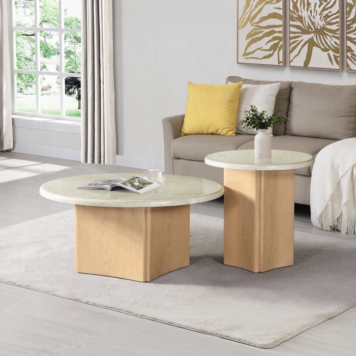 Qwin Coffee Table W/Marble Top